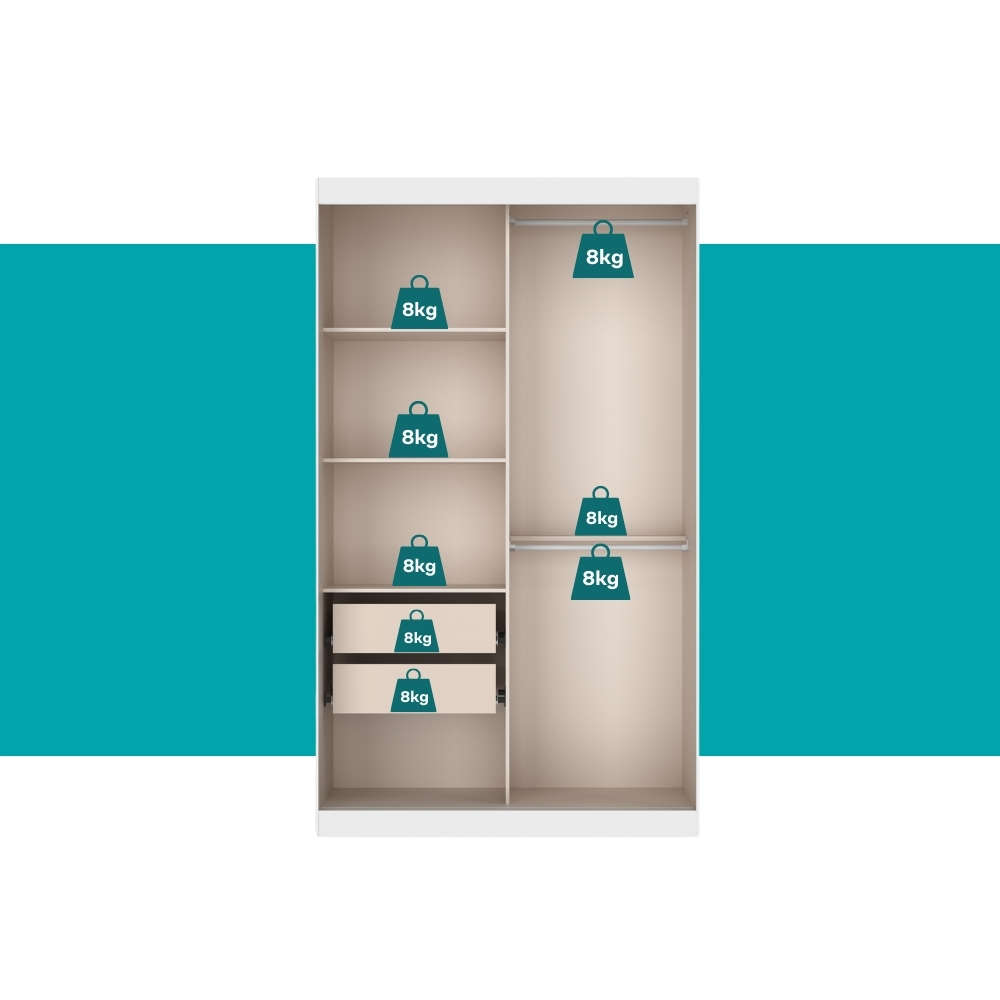 Guarda Roupa Casal 2 Portas 2 Gav Branco Carraro Noah