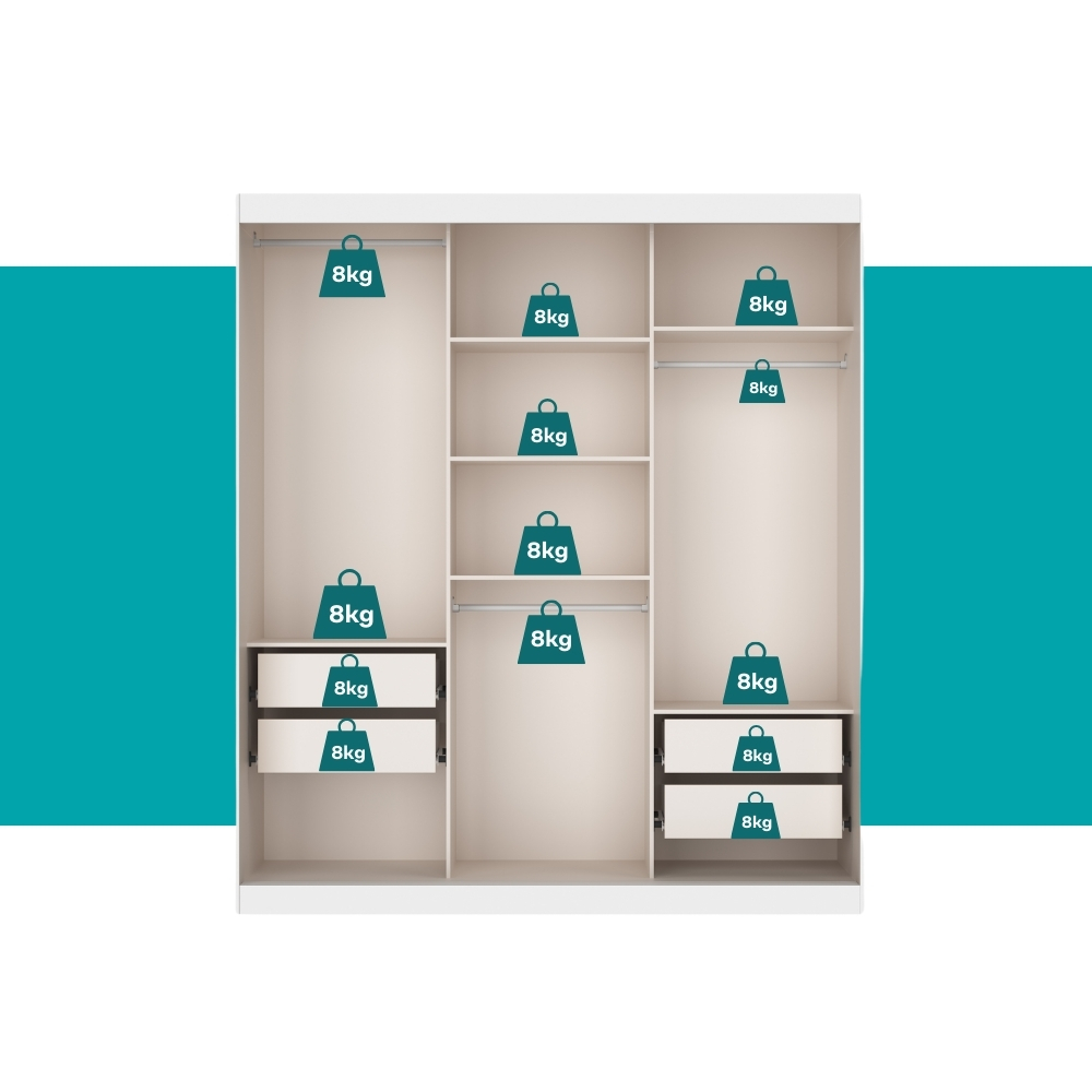 Guarda Roupa Casal 3 Portas 4 Gav Branco Carraro