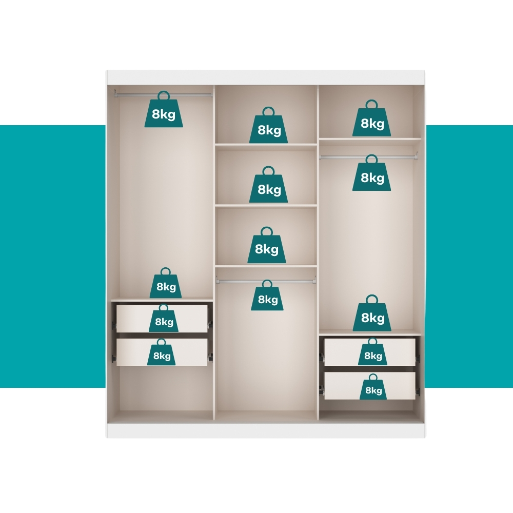 Guarda Roupa Casal 3 Portas 4 Gav Espelho Branco Carraro