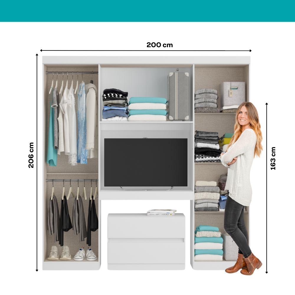 Guarda Roupa Casal 6 Portas 2 Gavetas Porto Branco Carraro