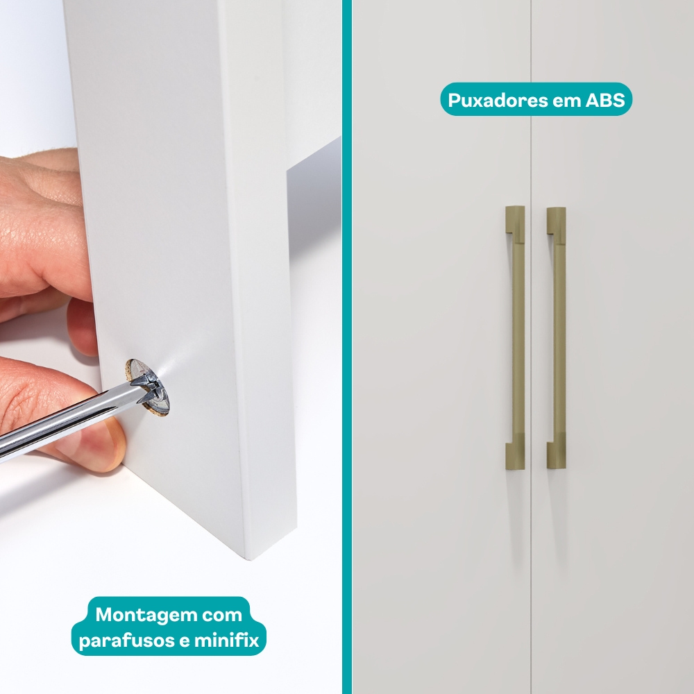 Guarda Roupa Casal 6 Portas 2 Gavetas Porto Branco Carraro