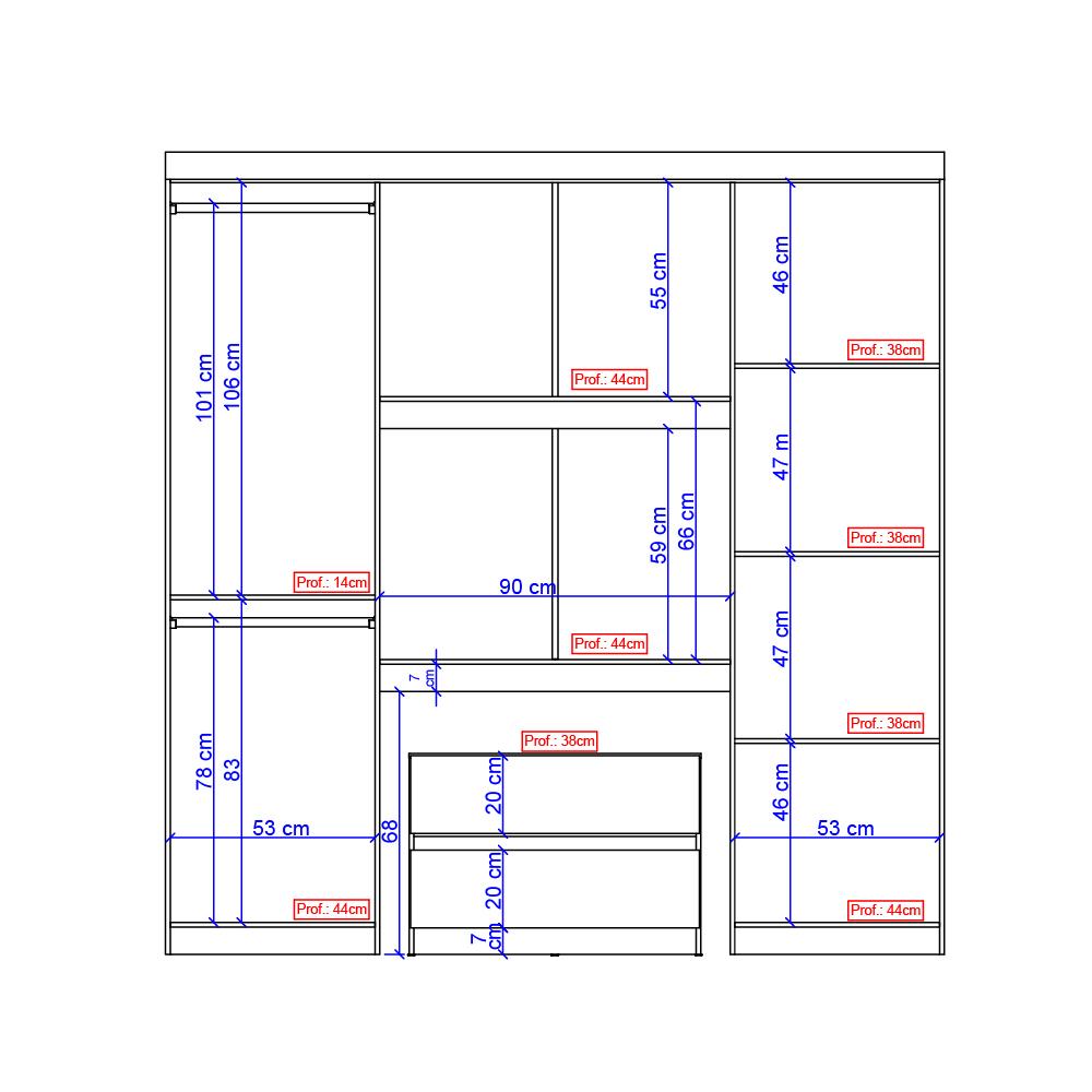 Guarda Roupa Casal 6 Portas 2 Gavetas Porto Branco com Escrivaninha Carraro