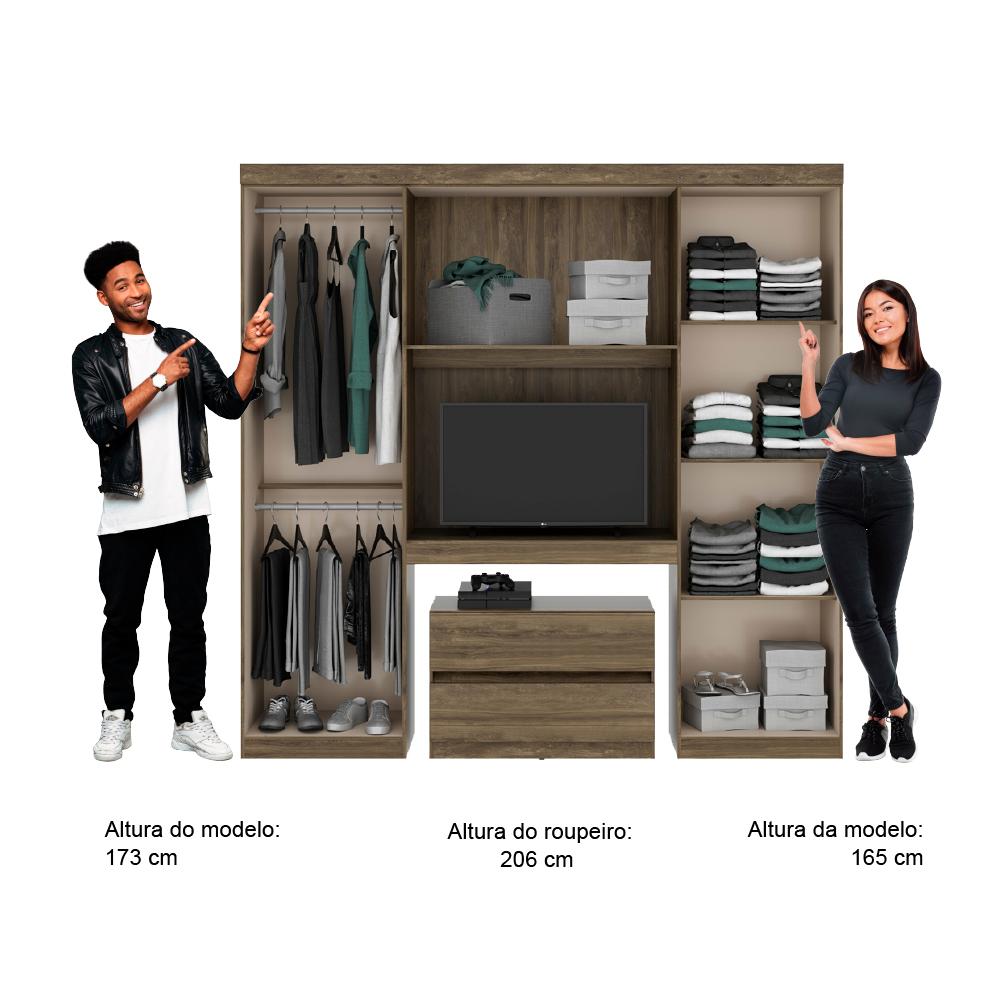 Guarda Roupa Casal 6 Portas 2 Gavetas Porto Legno com Painel de TV Carraro