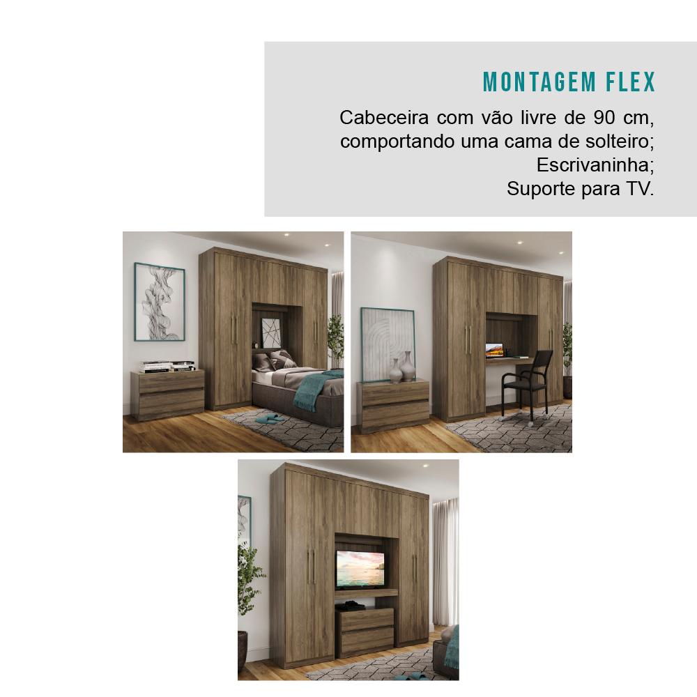 Guarda Roupa Casal 6 Portas 2 Gavetas Porto Legno com Painel de TV Carraro