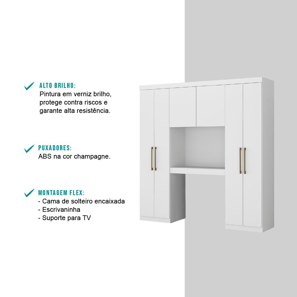 Guarda Roupa Casal 6 Portas Montagem Flex Branco Carraro
