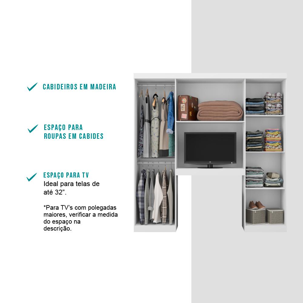 Guarda Roupa Casal 6 Portas Montagem Flex Branco Carraro
