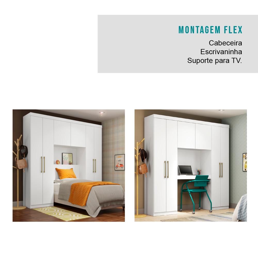 Guarda Roupa Casal 6 Portas Montagem Flex Branco Carraro