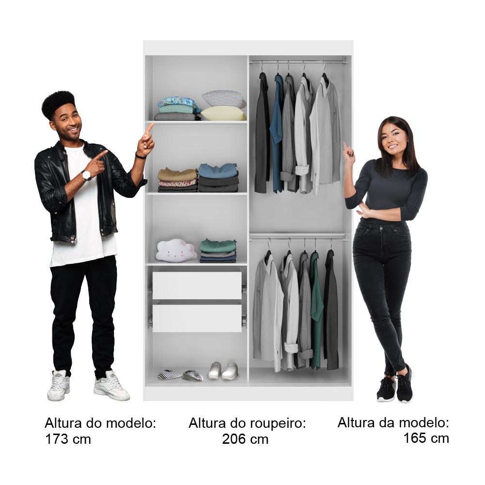 Guarda Roupa Infantil 2 Portas 2 Gav Espelho Branco Carraro Nivus