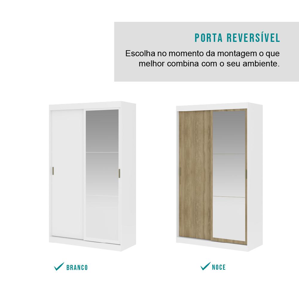 Guarda Roupa Infantil 2 Portas 2 Gav Espelho Branco Carraro Nivus