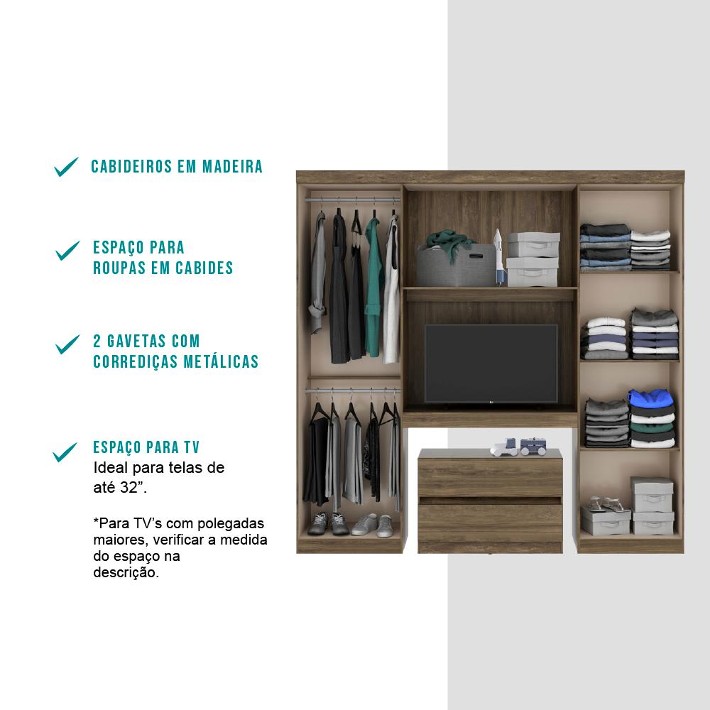 Guarda Roupa Infantil 6 Portas 2 Gavetas Porto Legno com Escrivaninha Carraro