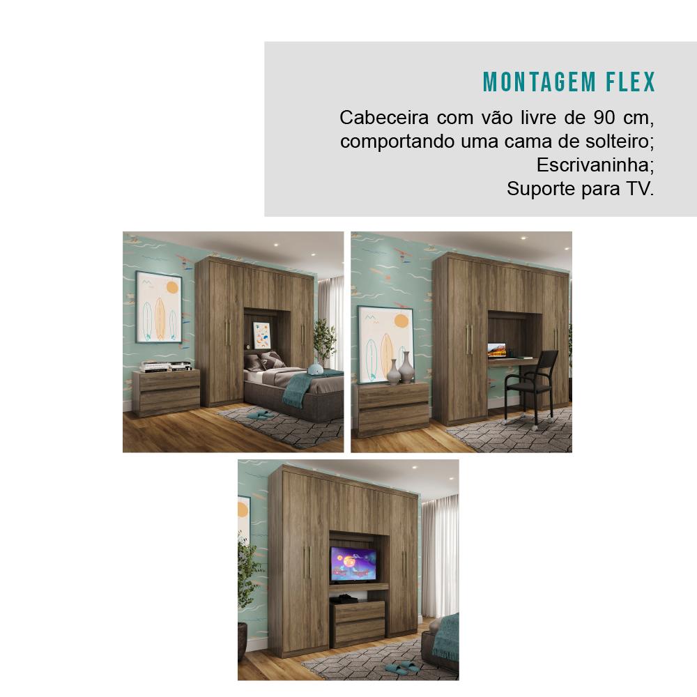 Guarda Roupa Infantil 6 Portas 2 Gavetas Porto Legno com Escrivaninha Carraro