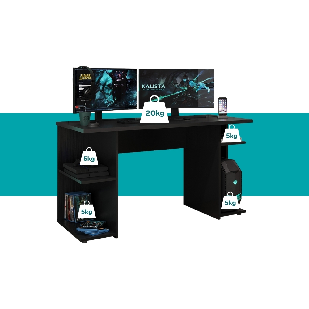 Mesa Para Computador Gamer Preto Carraro