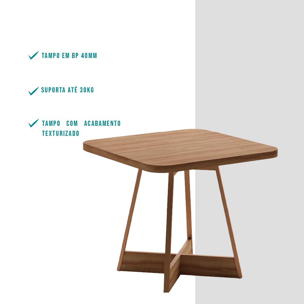 Mesa de Jantar Quadrada 90 cm Átria 1593 Carraro Nogal/Rose