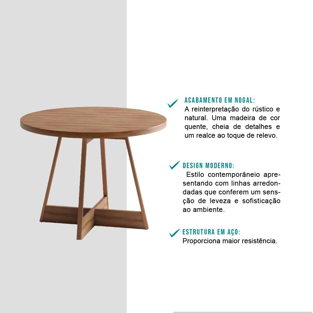 Mesa de Jantar Redonda 1 m Átria 1594 Carraro Nogal/Rose