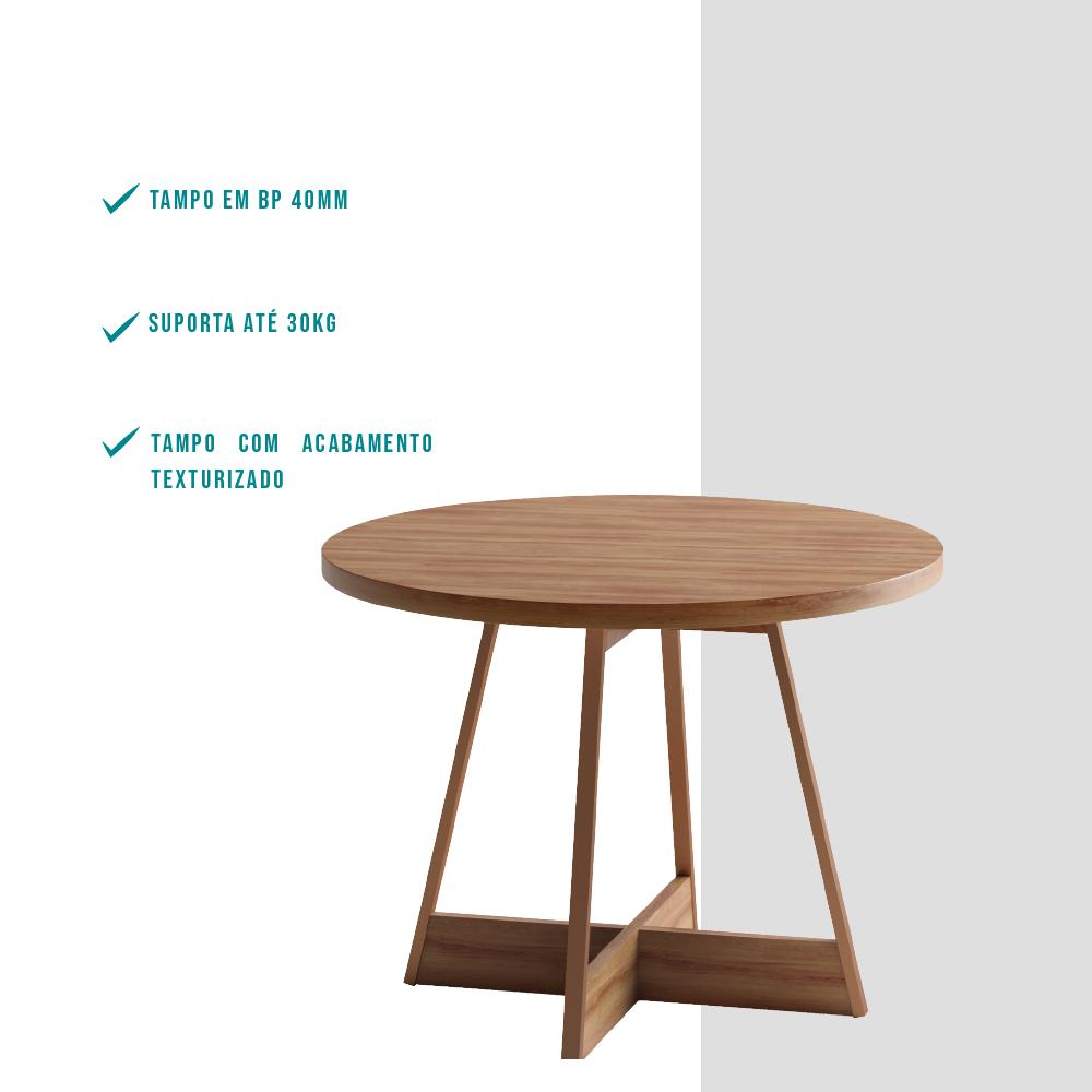 Mesa de Jantar Redonda 1 m Átria 1594 Carraro Nogal/Rose