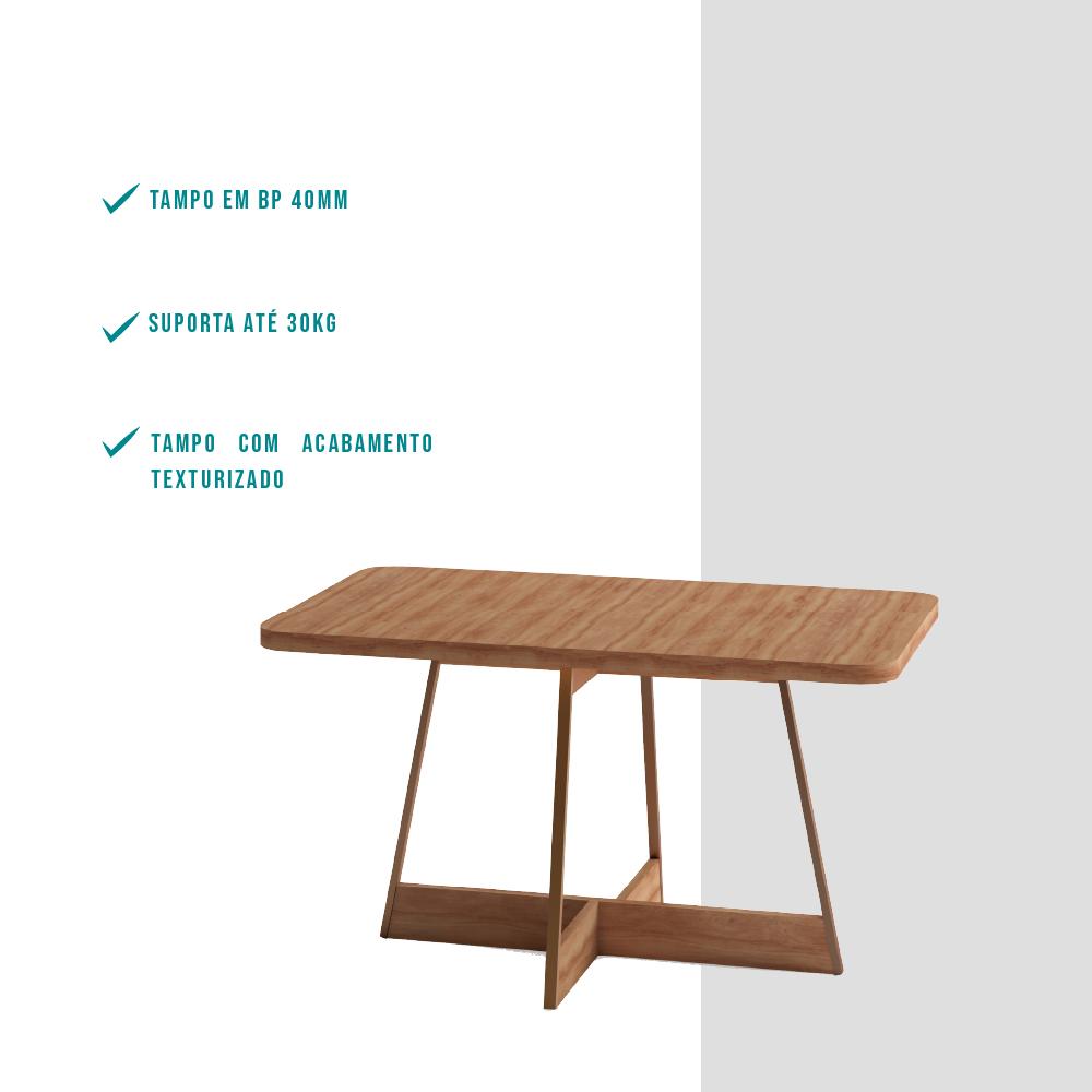 Mesa de Jantar Retangular 1,6 m Átria 1592 Carraro Nogal/Rose