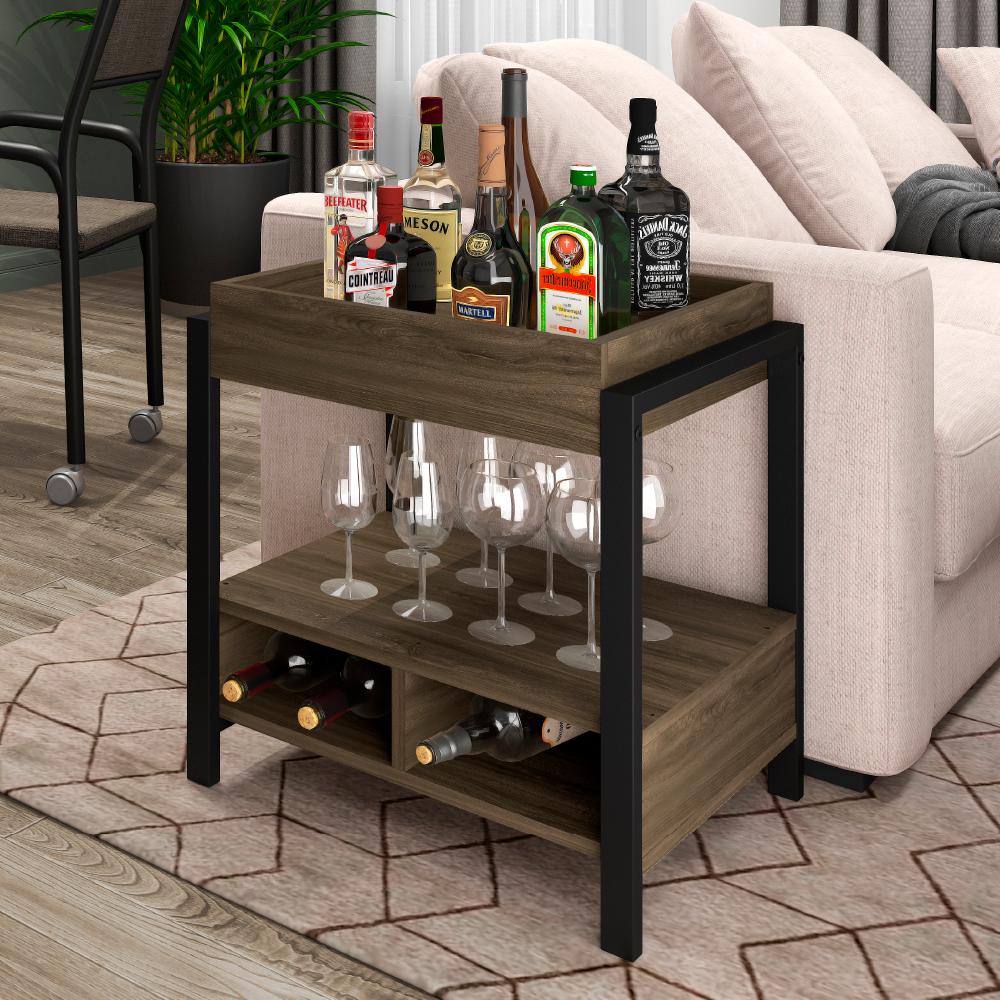 Mini Bar Habitat Madeirado e Tubos Pretos Carraro