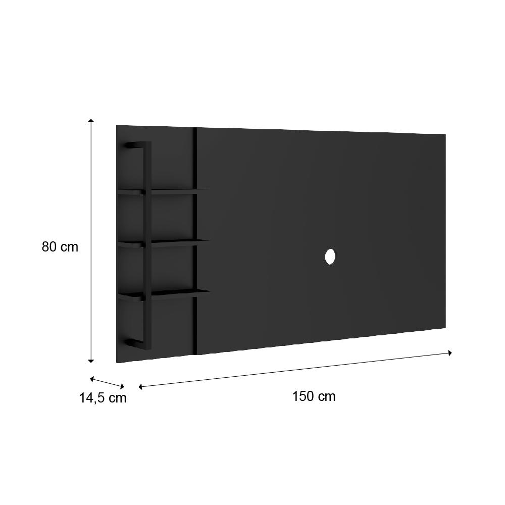 Painel Amazonas para TV até 50 Pol. Prateleiras Preto Fosco Carraro