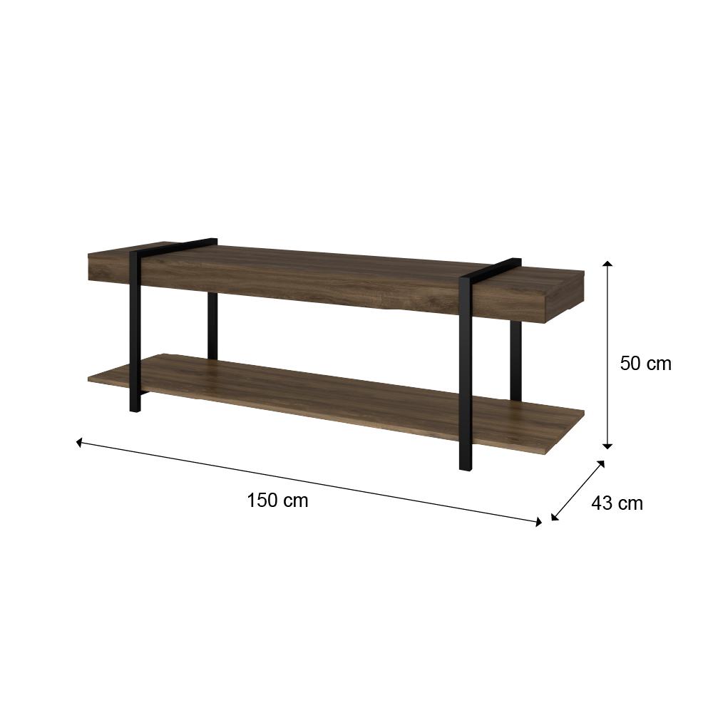 Rack para TV Habitat Madeirado e Tubos Pretos Carraro