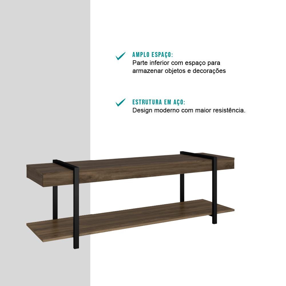 Rack para TV Habitat Madeirado e Tubos Pretos Carraro