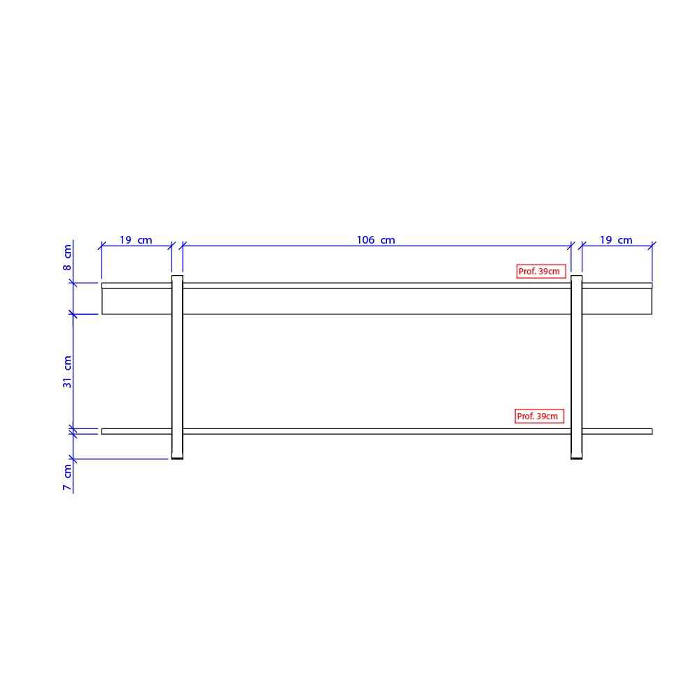 Rack para TV Habitat Madeirado e Tubos Pretos Carraro
