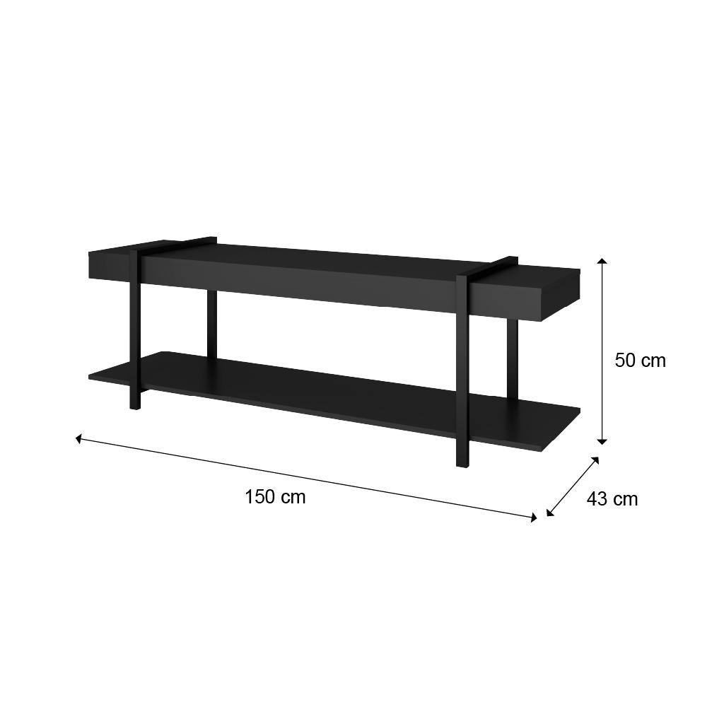 Rack para TV Habitat Preto e Tubos Pretos Carraro