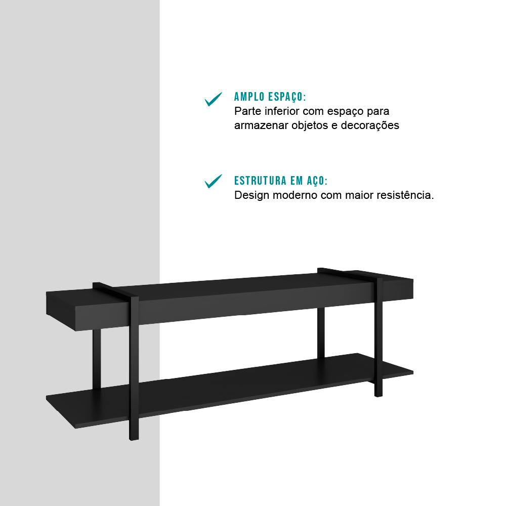 Rack para TV Habitat Preto e Tubos Pretos Carraro