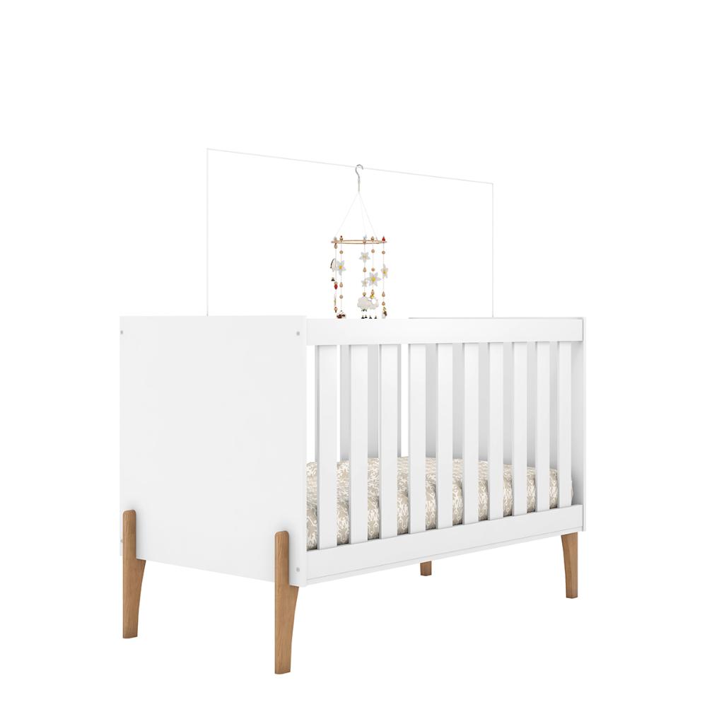 Berço Mini Cama Iris com Suporte Para Mosqueteiro Branco Acetinado
