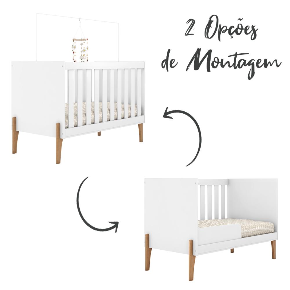 Berço Mini Cama Iris com Suporte Para Mosqueteiro Branco Acetinado