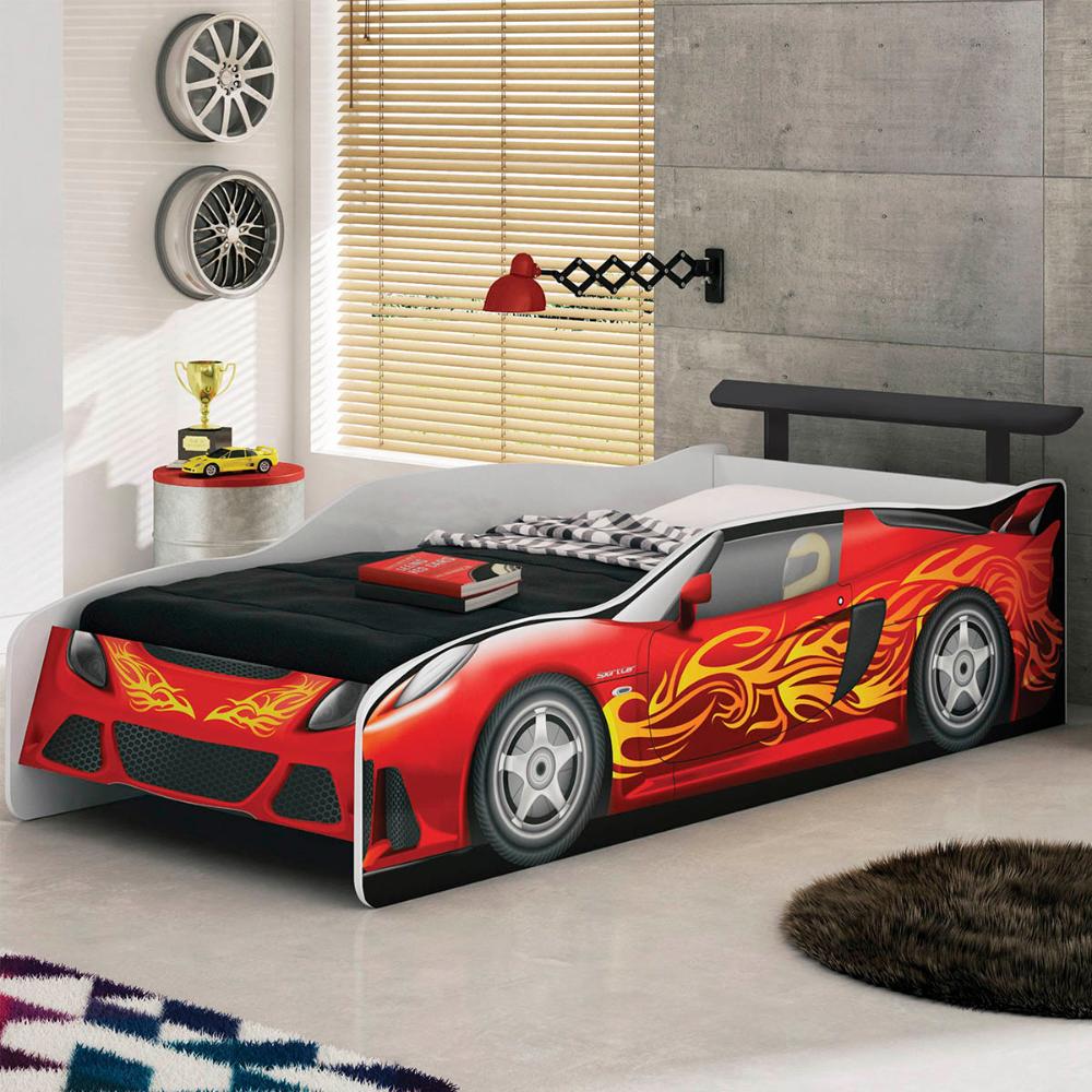 Cama Quarto Carro Sport Car Infantil Preto/Branco