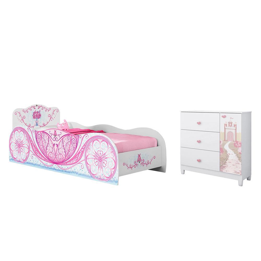 Conjunto Cômoda e Cama Castro Branco