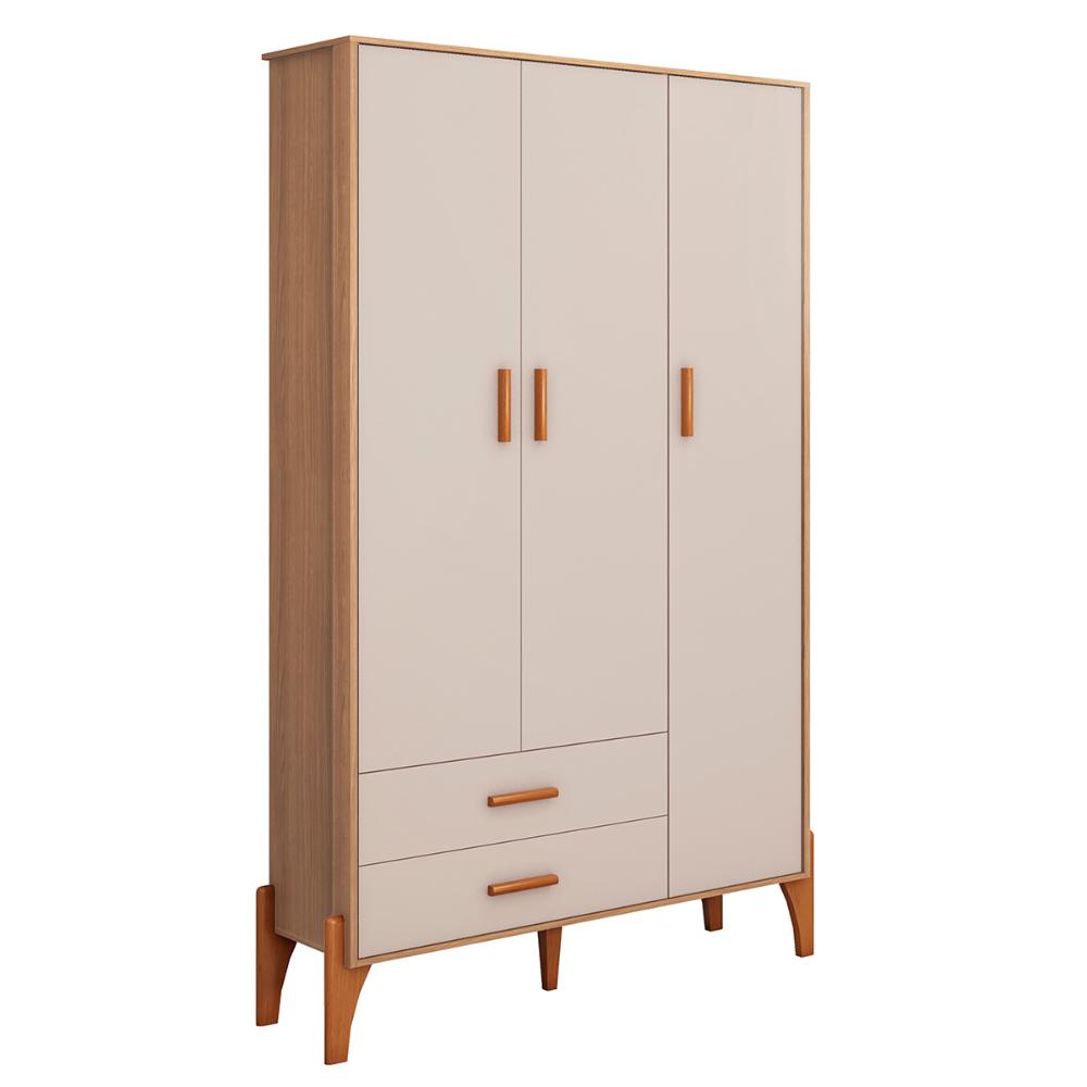 Guarda Roupa Quarto Infantil Iris com 3 Portas e 1 Gaveta Naturale/Off White