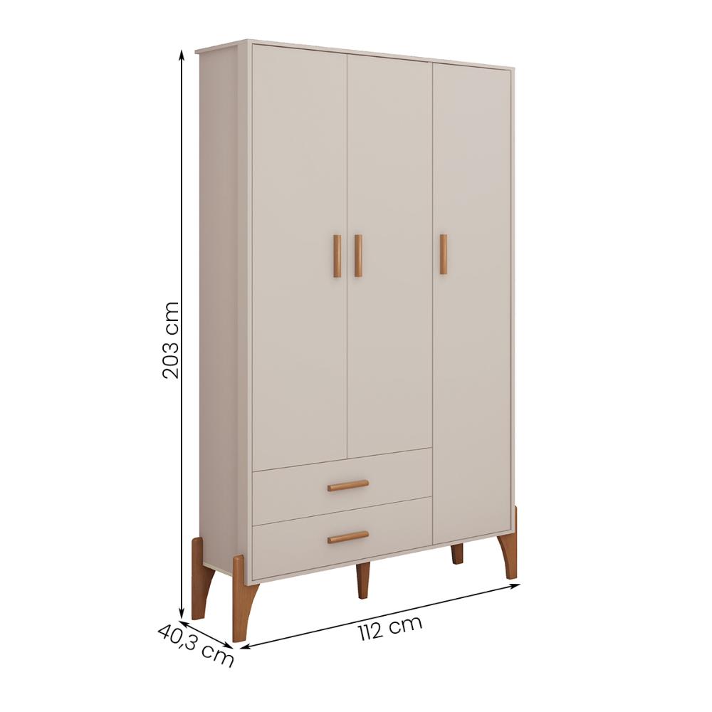Guarda Roupa Quarto Infantil Iris com 3 Portas e 1 Gaveta Off White