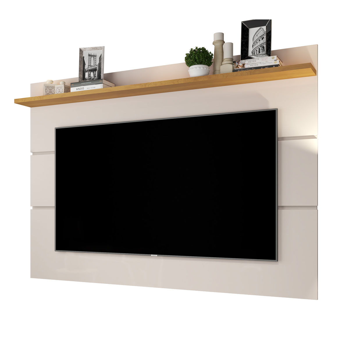Painel para TV Vivare 1.8 Off White com Nature - Germai Móveis