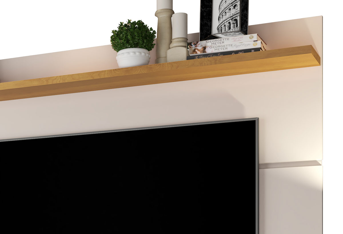 Painel para TV Vivare 1.8 Off White com Nature - Germai Móveis