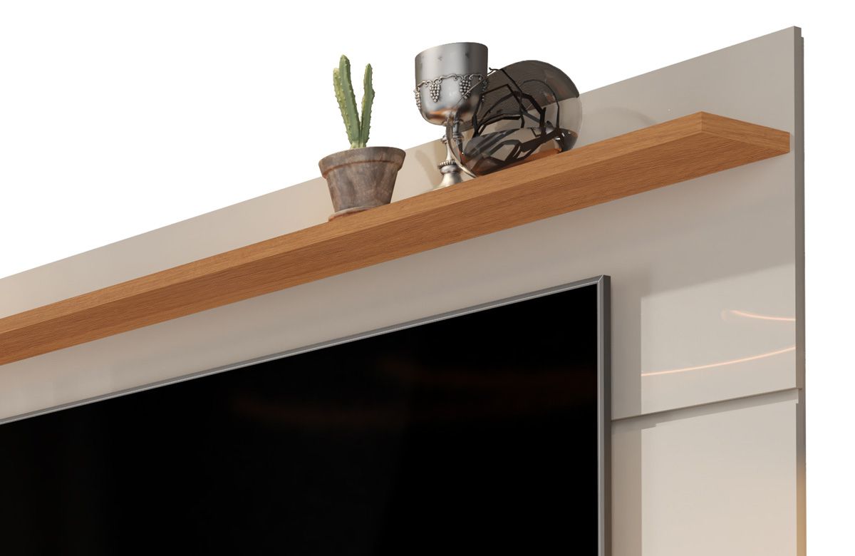 Rack com Painel Vivare Off White com Freijó - Germai Móveis
