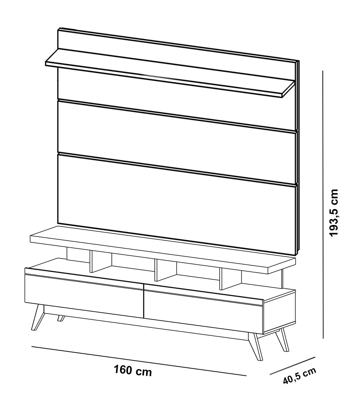 Rack com Painel Vivare Wood 1.6 Preto - Germai Móveis