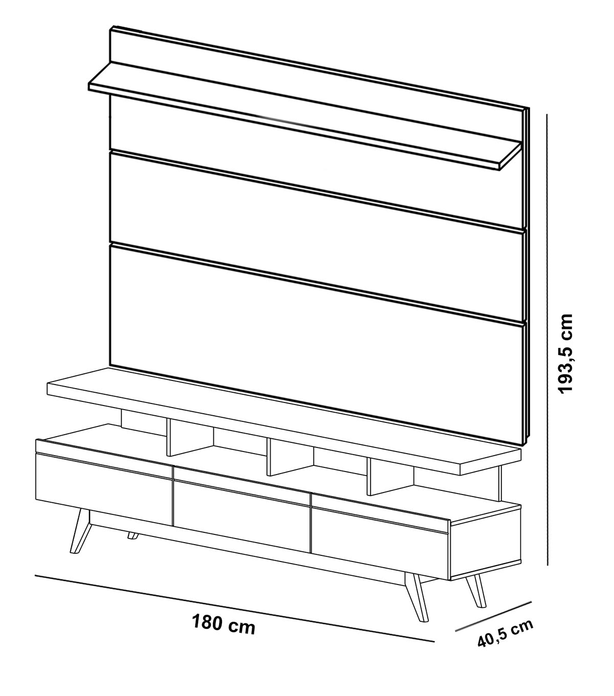 Rack com Painel Vivare Wood 1.8 Off White com Nature - Germai Móveis