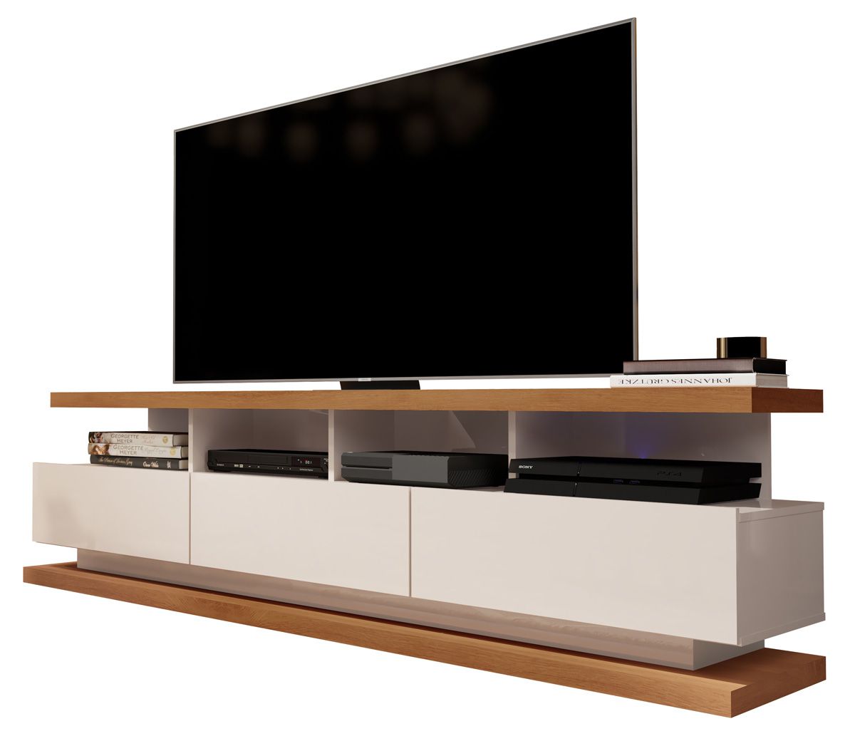 Rack para TV Vivare Off White com Freijó - Germai Móveis
