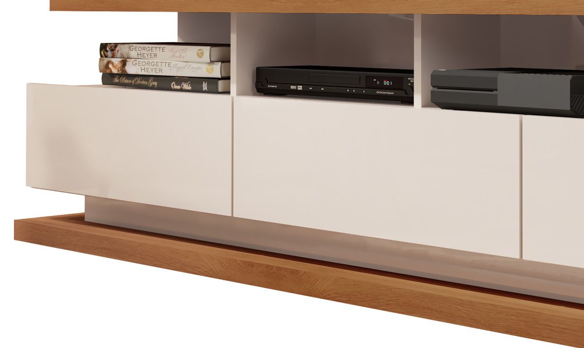 Rack para TV Vivare Off White com Freijó - Germai Móveis