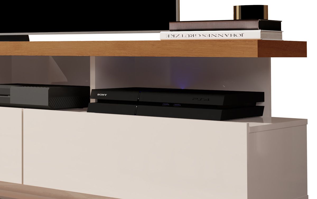 Rack para TV Vivare Off White com Freijó - Germai Móveis
