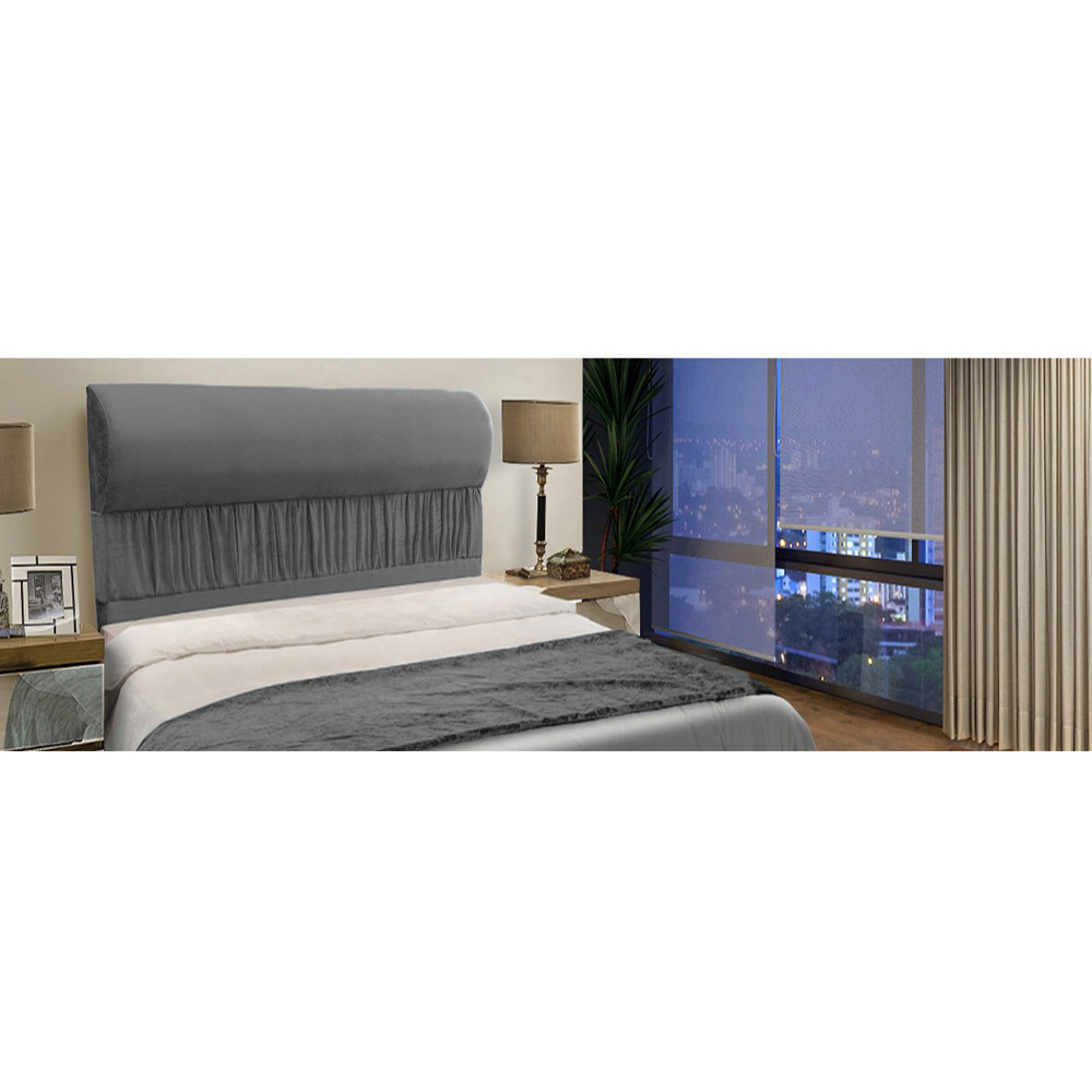 Cabeceira Solteiro 0,90cm Para Cama Box Vitória Suede Cinza - DS Estofados