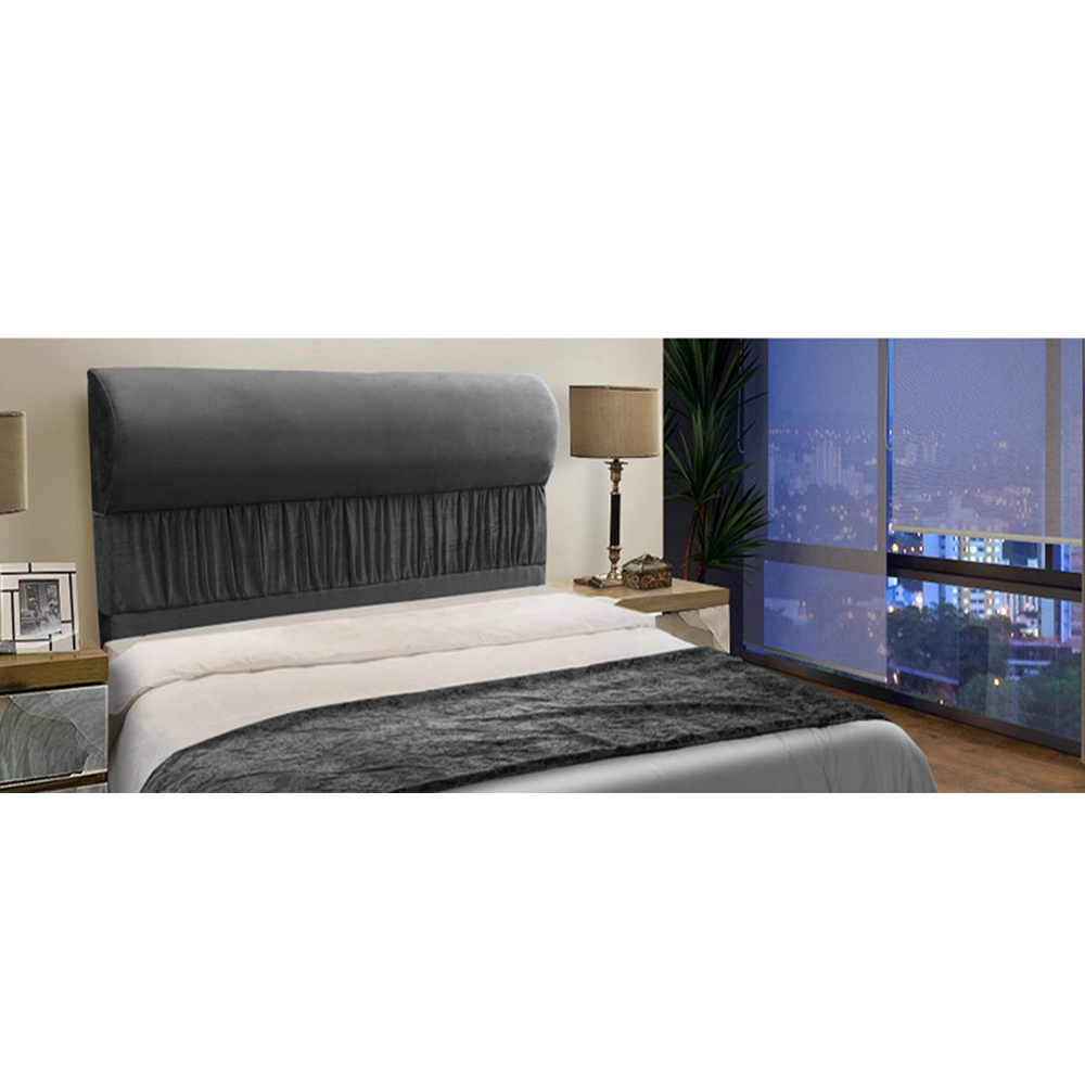 Cabeceira Solteiro 0,90cm Para Cama Box Vitória Suede Preto - DS Estofados