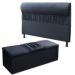 Cabeceira com Calçadeira Baú Solteiro 90cm Para Cama Box Vitória Suede Azul - DS Móveis