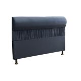 Cabeceira com Calçadeira Baú Solteiro 90cm Para Cama Box Vitória Suede Azul - DS Móveis