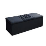 Cabeceira com Calçadeira Baú Solteiro 90cm Para Cama Box Vitória Suede Azul - DS Móveis