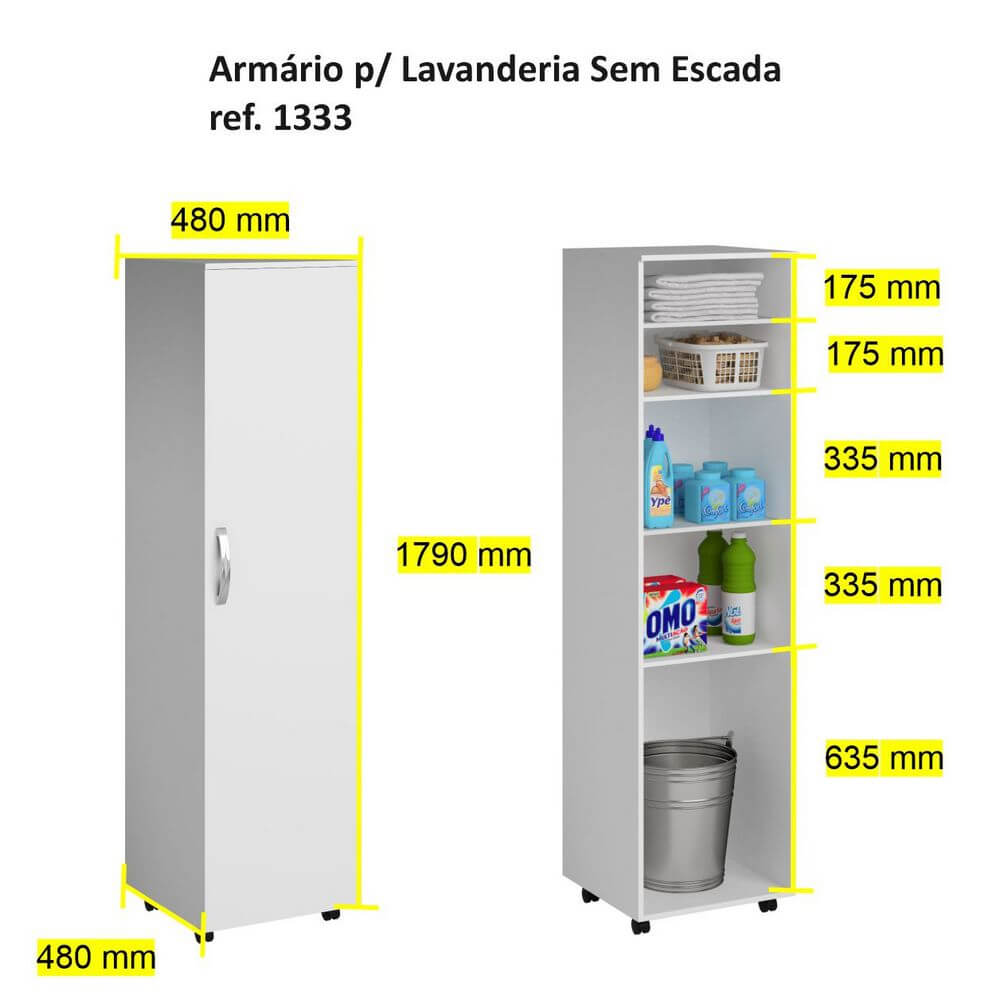 Armário De Lavanderia Multiuso 1333 Ilan Branco
