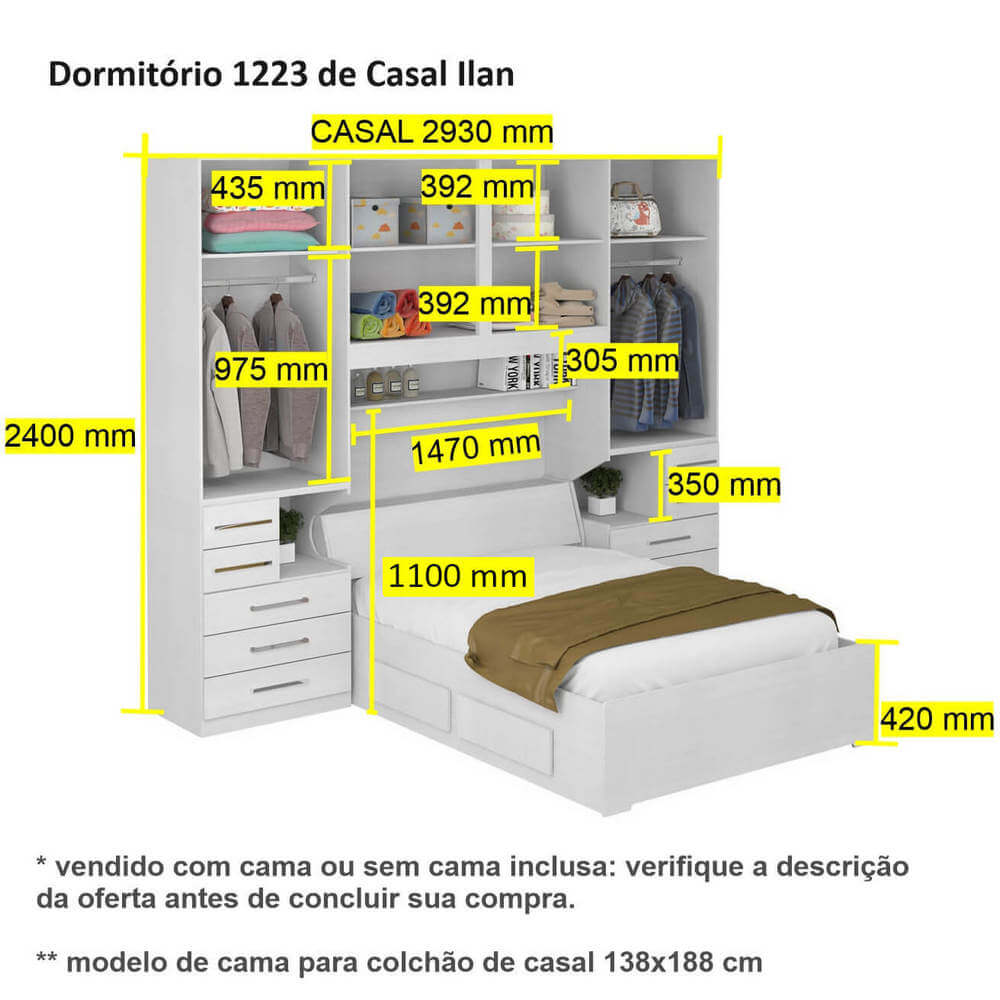 Dormitório De Casal Completo 1223 Branco
