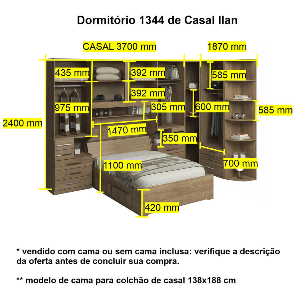Dormitório De Casal Completo 1344 Branco