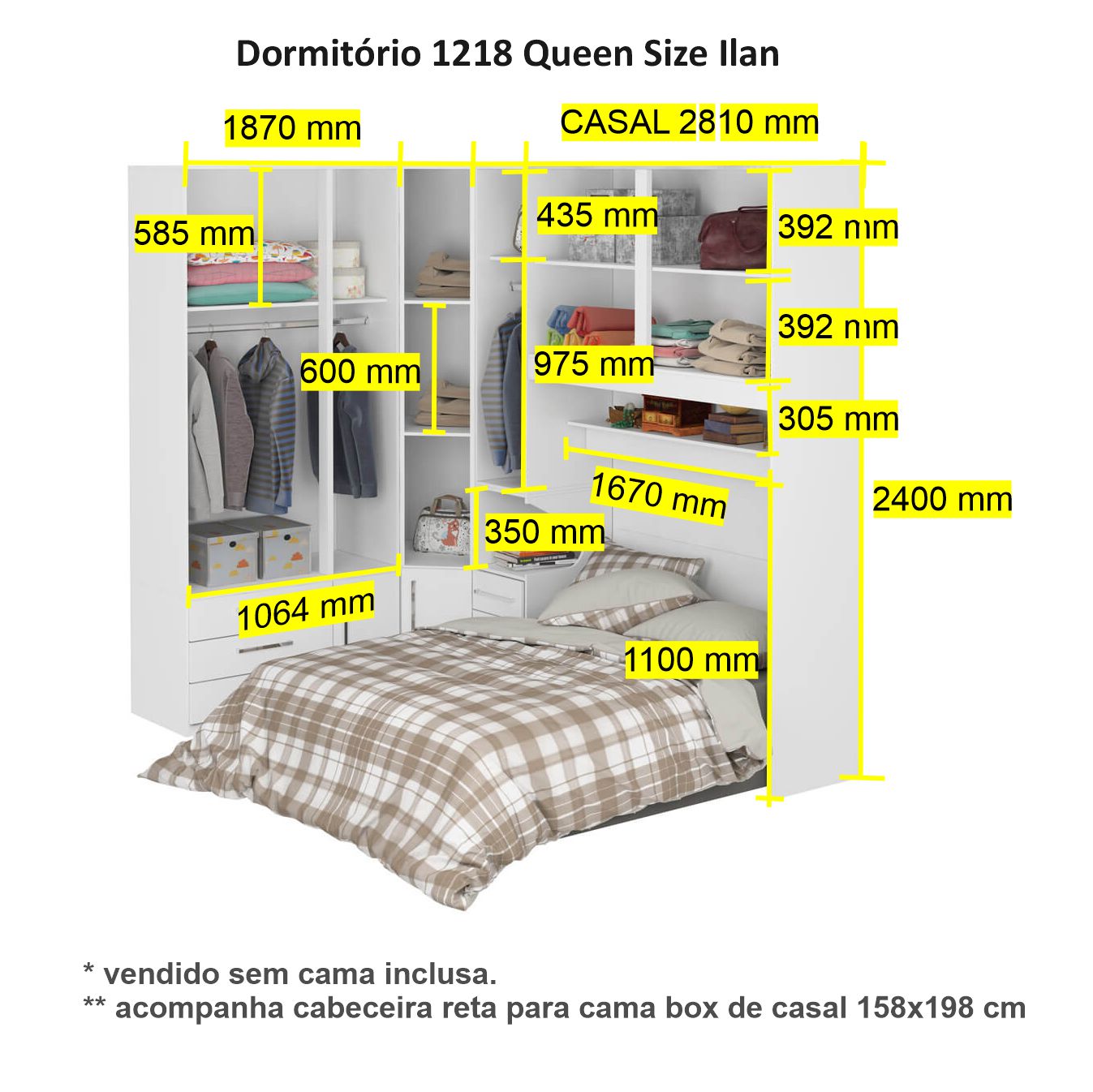 Dormitório Queen Size Completo 1218 San Remo